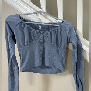 long sleeve blue peasant top shirt